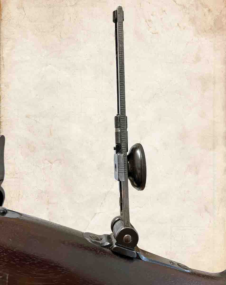 Sharps Borchardt tang sight on the Springfield Long-Range rifle.
